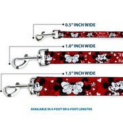 Dog Leash - Mickey & Minnie HUGS & KISSES Poses Reds/White