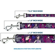 Dog Leash - Descendants Mal 3-Poses GOOD ISN'T ALWAYS/Hearts/Dragons EASY Purples/Pinks