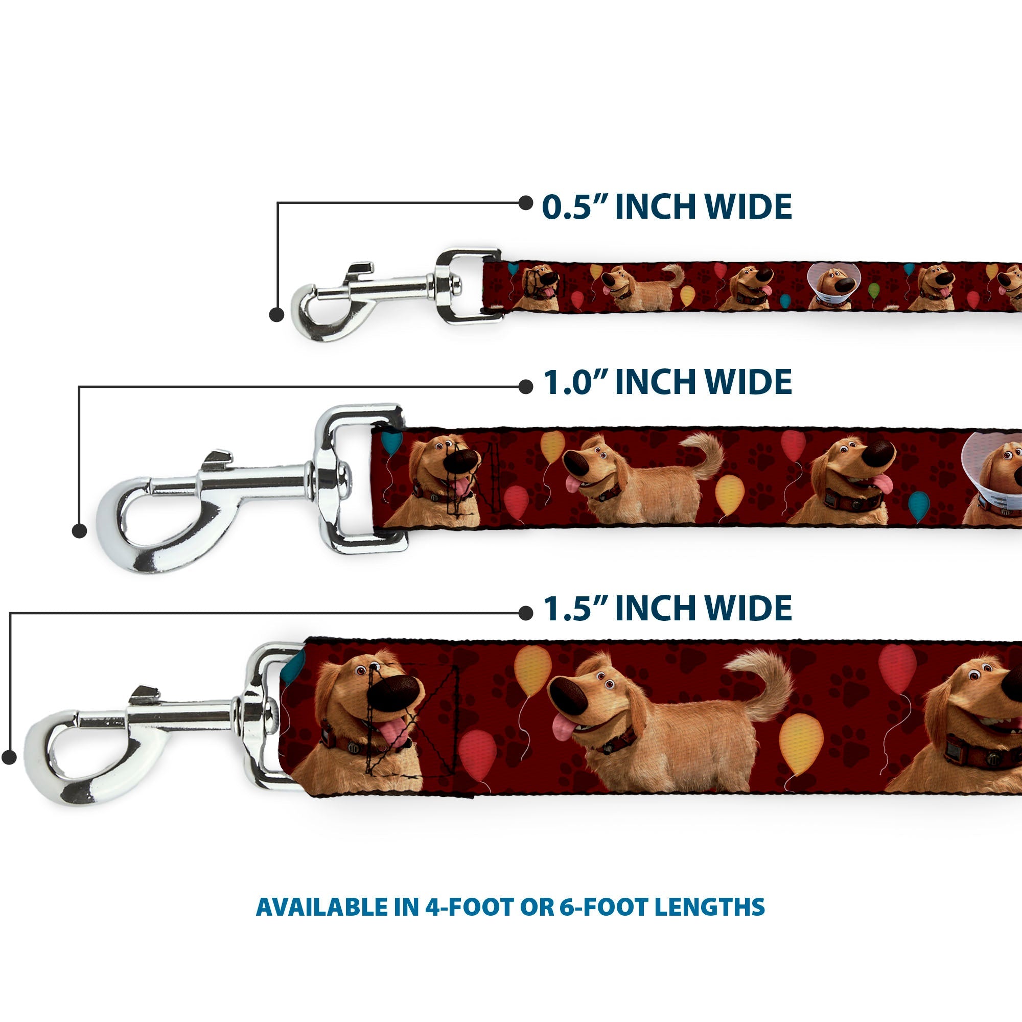 Dog Leash - Dug 4-Poses/Balloons/Paw Print Reds