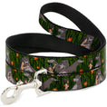 Load image into Gallery viewer, Dog Leash - Mowgli & Baloo 3-Poses Leaves/Flowers Greens/Orange
