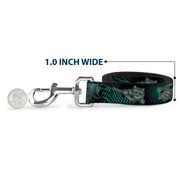 Dog Leash - Cheshire Cat 4-Poses Checkers Teal/Black
