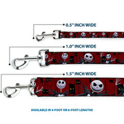 Dog Leash - Nightmare Before Christmas 3-Jack Poses/Peeping Eyes Burgundy/Black/Yellow
