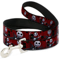 Load image into Gallery viewer, Dog Leash - Nightmare Before Christmas 3-Jack Poses/Peeping Eyes Burgundy/Black/Yellow
