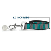 Dog Leash - Cheshire Cat Stripes Gray/Teal/Black