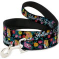 Load image into Gallery viewer, Dog Leash - Alice/Cheshire Cat/Flowers Poses2/FOLLOW ME TO WONDERLAND Black/Multi Color/White
