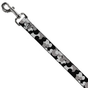 Dog Leash - Mickey Mouse Head Stacked Black/Grays