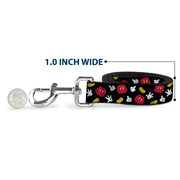 Dog Leash - Mickey Mouse Costume Elements Scattered Black