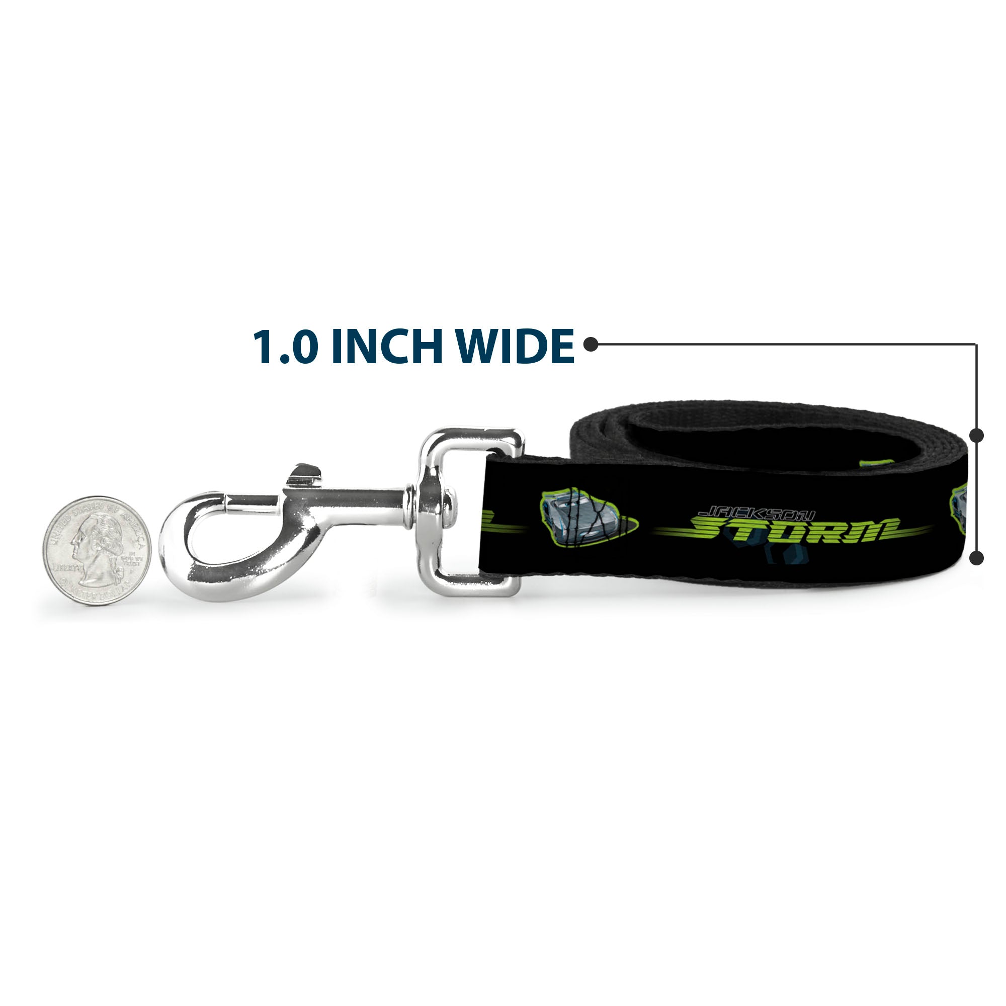 Dog Leash - Cars 3 JACKSON STORM Pose/STRIPE Black/Greens