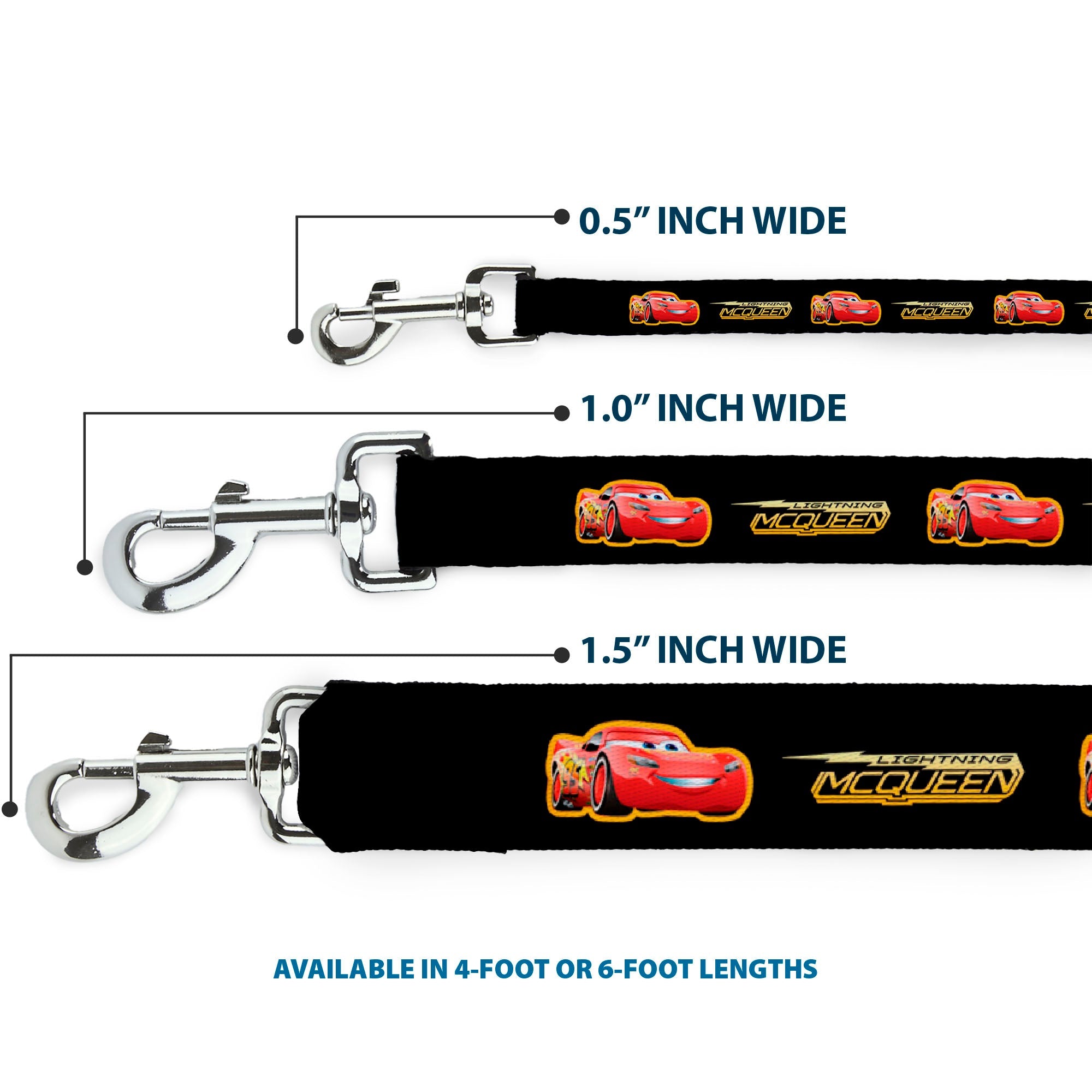 Dog Leash - Cars 3 LIGHTNING MCQUEEN Pose/Bolt Black/Yellows