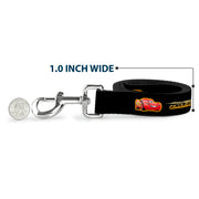 Dog Leash - Cars 3 LIGHTNING MCQUEEN Pose/Bolt Black/Yellows