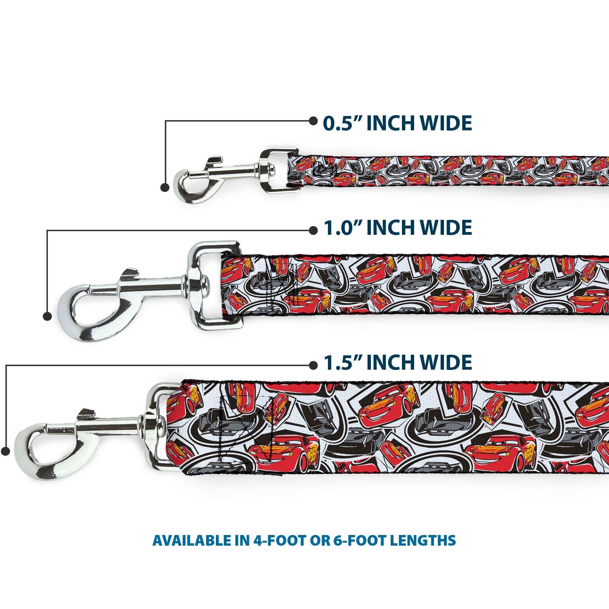 Dog Leash - Cars 3 Lightning McQueen/Storm Jackson Poses Scattered White