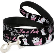 Dog Leash - Aristocats Marie 3-Poses BECAUSE I'M A LADY THAT'S WHY Black/White/Pink