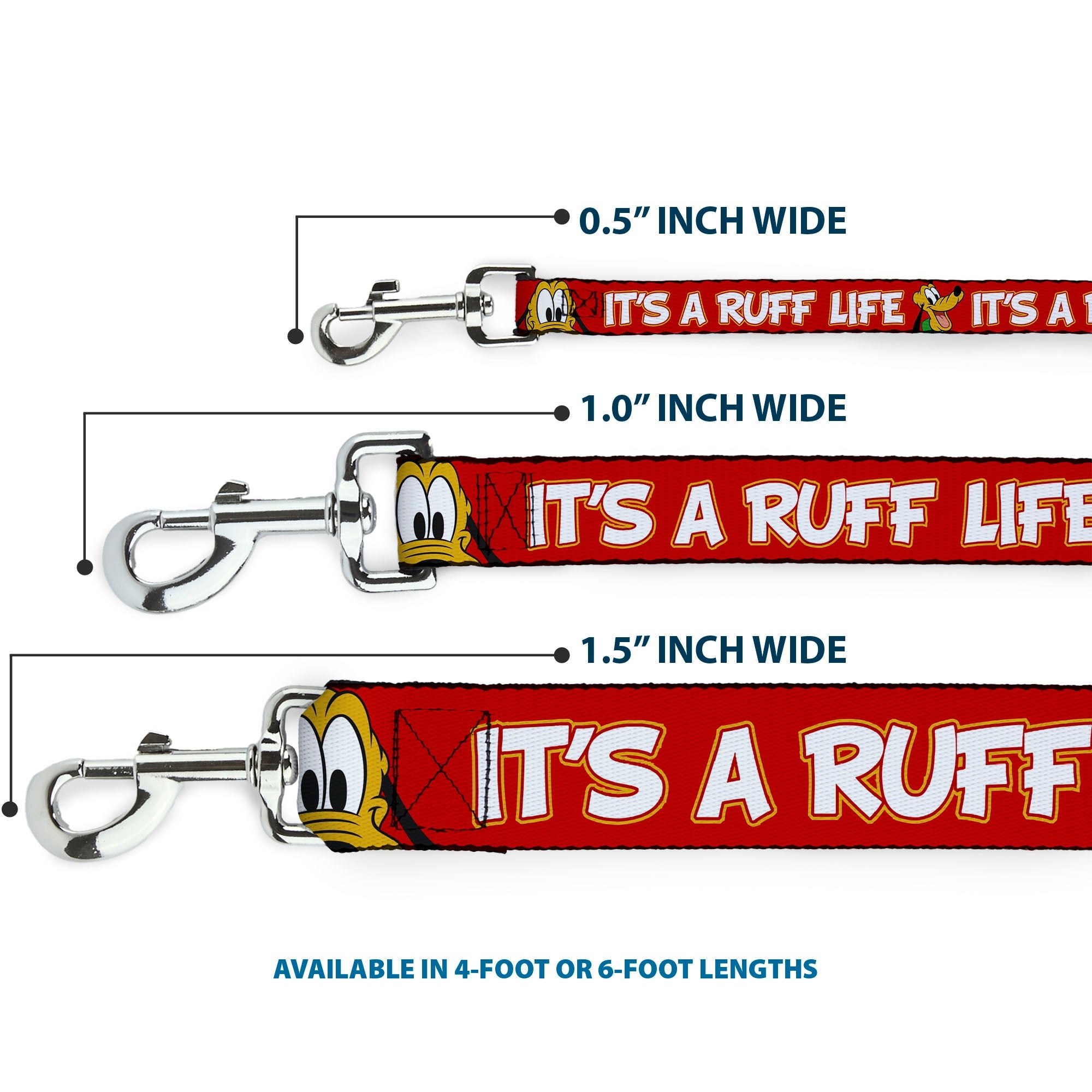 Dog Leash - Pluto 2-Pose IT'S A RUFF LIFE Red/Yellow/White