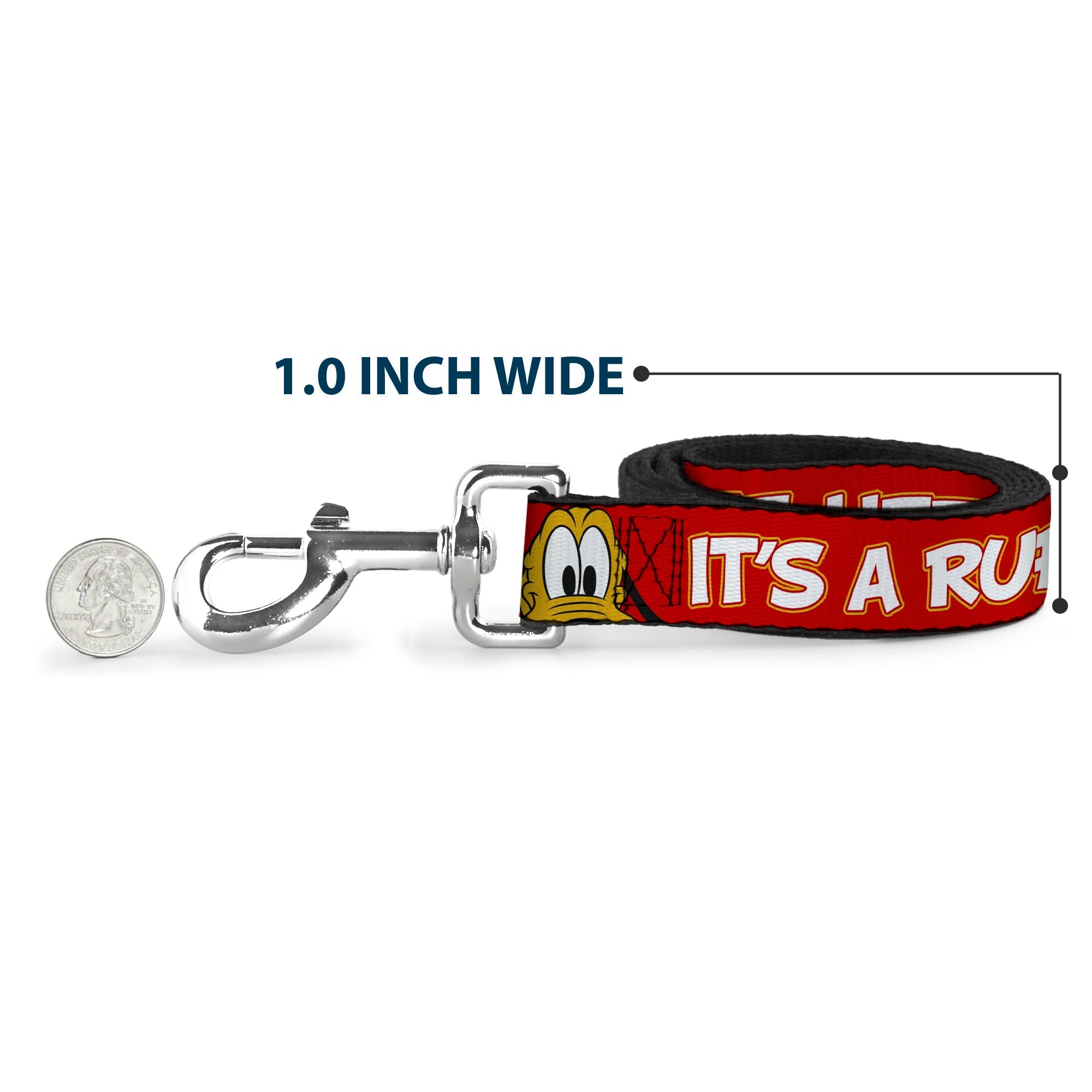 Dog Leash - Pluto 2-Pose IT'S A RUFF LIFE Red/Yellow/White