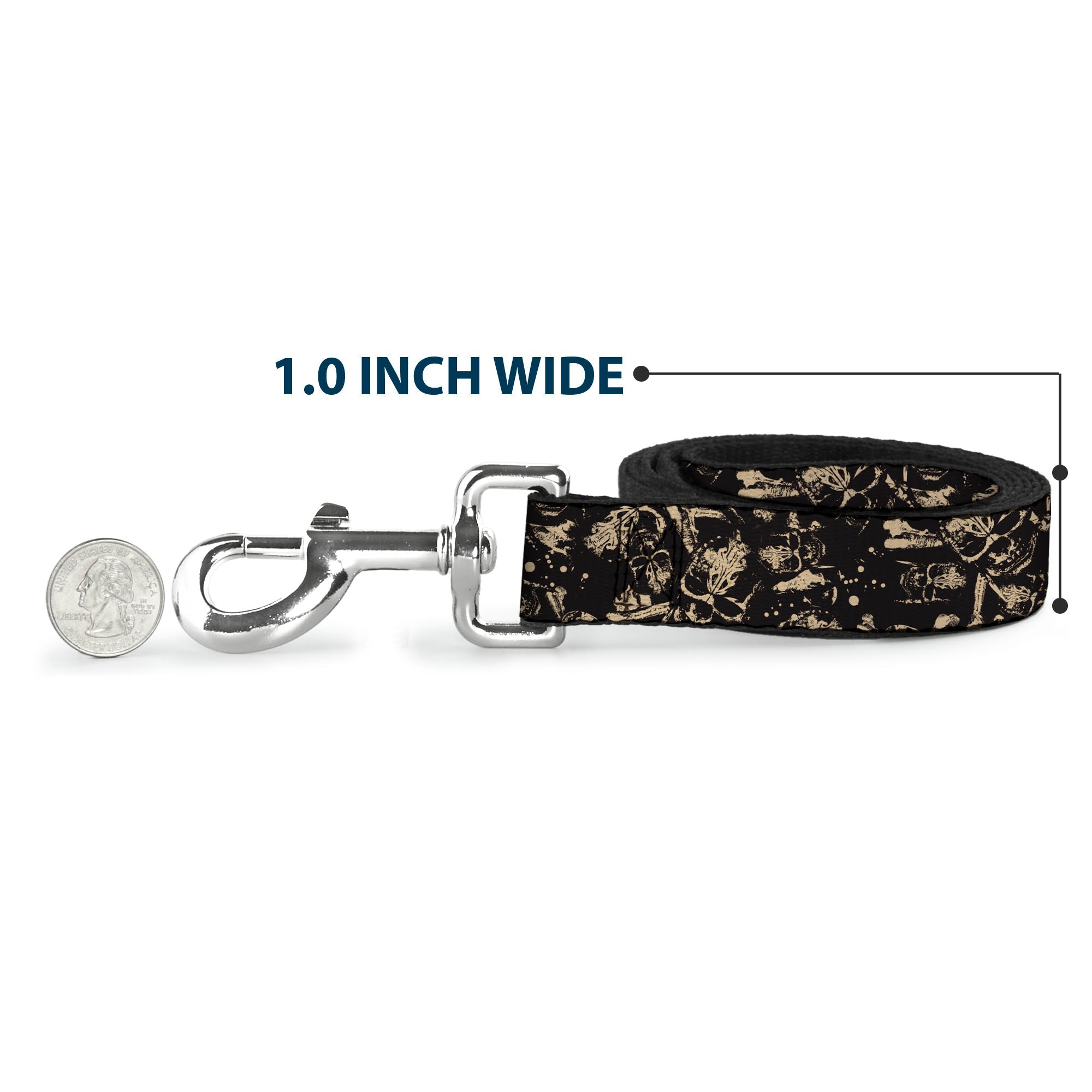 Dog Leash - Pirates Skulls Scattered/Splatter Black/Tan/Red
