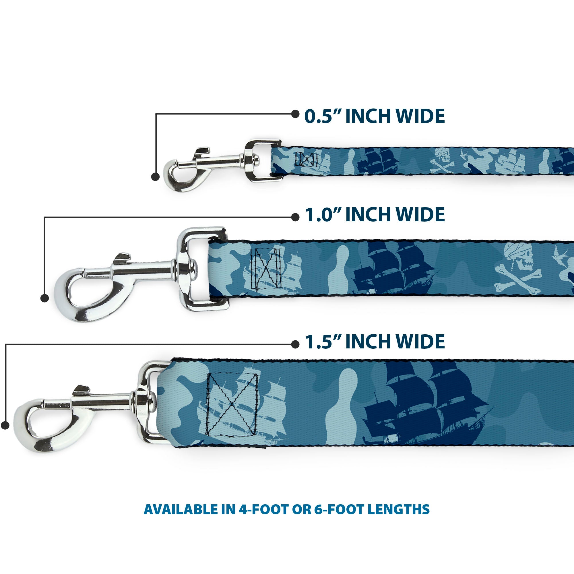 Dog Leash - Jack Sparrow's Flag Icons/Black Pearl/Sharks Blues