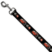 Dog Leash - Cars 3 Lightning McQueen Caricature/Race Flags Black/White/Red