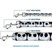 Dog Leash - Nightmare Before Christmas 7-Jack Expressions CLOSE-UP Black/White