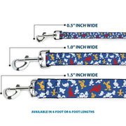 Dog Leash - Donald Duck Face/Poses Scattered Blue/White/Red/Yellow
