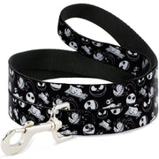 Dog Leash - Nightmare Before Christmas Jack Expressions/Scary Teddy/Killer Duck Collage Black/White