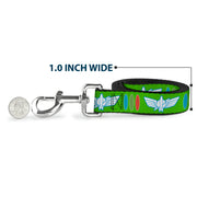Dog Leash - Toy Story Buzz Lightyear Bounding Space Ranger Logo/Buttons Green/White/Blue/Red