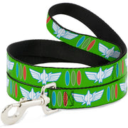 Dog Leash - Toy Story Buzz Lightyear Bounding Space Ranger Logo/Buttons Green/White/Blue/Red