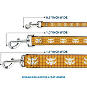 Dog Leash - Toy Story Woody Plaid Shirt/Cowboy Bull Icon Gold/Red/White