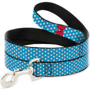 Dog Leash - Minnie Mouse Bow Dots Blue/Black/White/Red