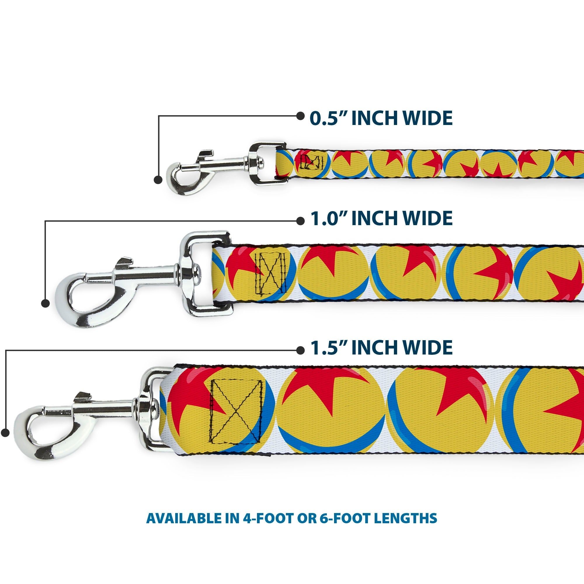 Dog Leash - Disney Pixar Luxo Ball Repeat White/Yellow/Blue/Red