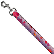 Dog Leash - Frozen II Swirling Leaves/Floral Trim Purples/Reds