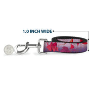 Dog Leash - Frozen II Swirling Leaves/Floral Trim Purples/Reds