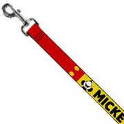 Dog Leash - MICKEY Smiling Up Pose Flip/Buttons Yellow/Black/Red