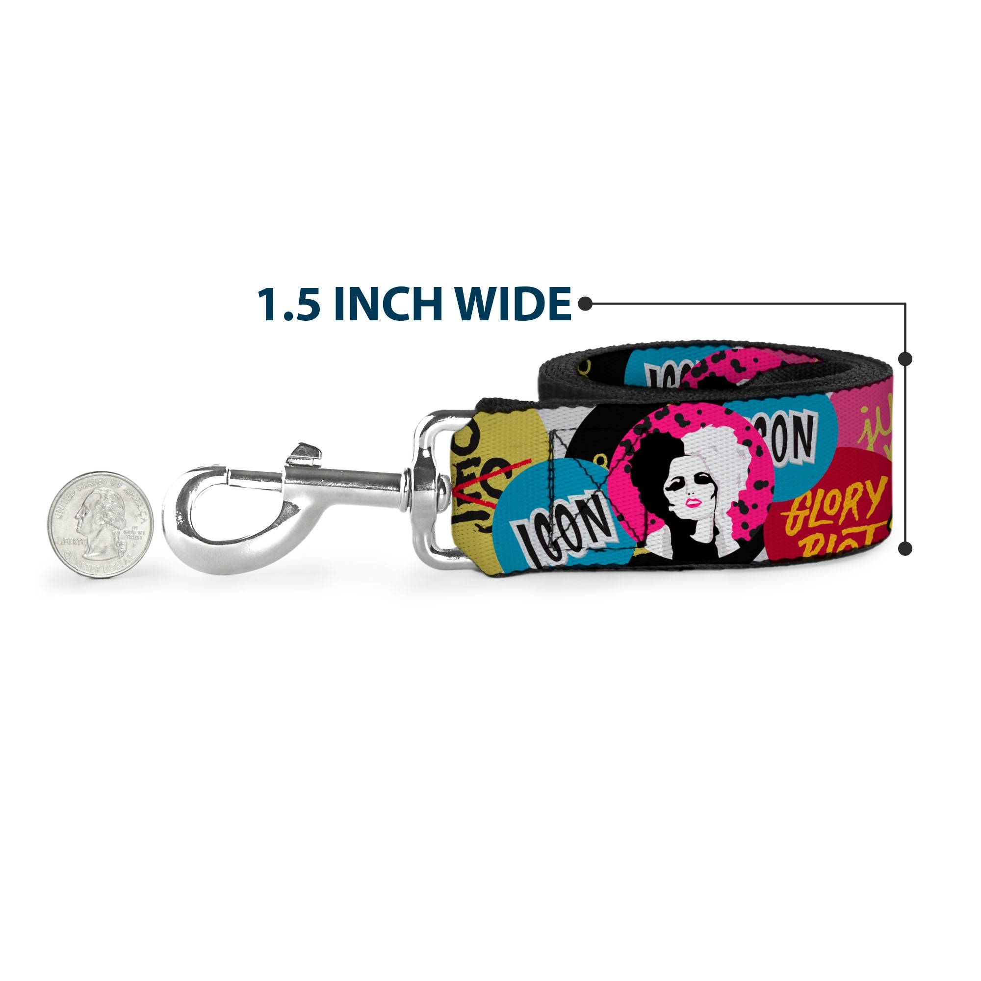 Dog Leash - MICKEY Smiling Up Pose Flip/Buttons Yellow/Black/Red