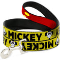 Load image into Gallery viewer, Dog Leash - MICKEY Smiling Up Pose Flip/Buttons Yellow/Black/Red
