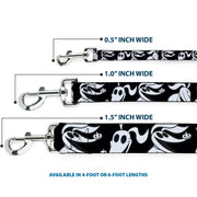 Dog Leash - Nightmare Before Christmas Zero Expressions Black/White