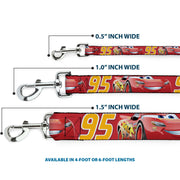 Dog Leash - Cars Lightning McQueen Smiling Pose/95 Reds/White/Orange