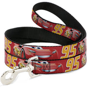 Dog Leash - Cars Lightning McQueen Smiling Pose/95 Reds/White/Orange