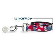 Dog Leash - Lilo & Stitch Stitch 4-Poses/Lilo Dress Leaves Red/Ivory