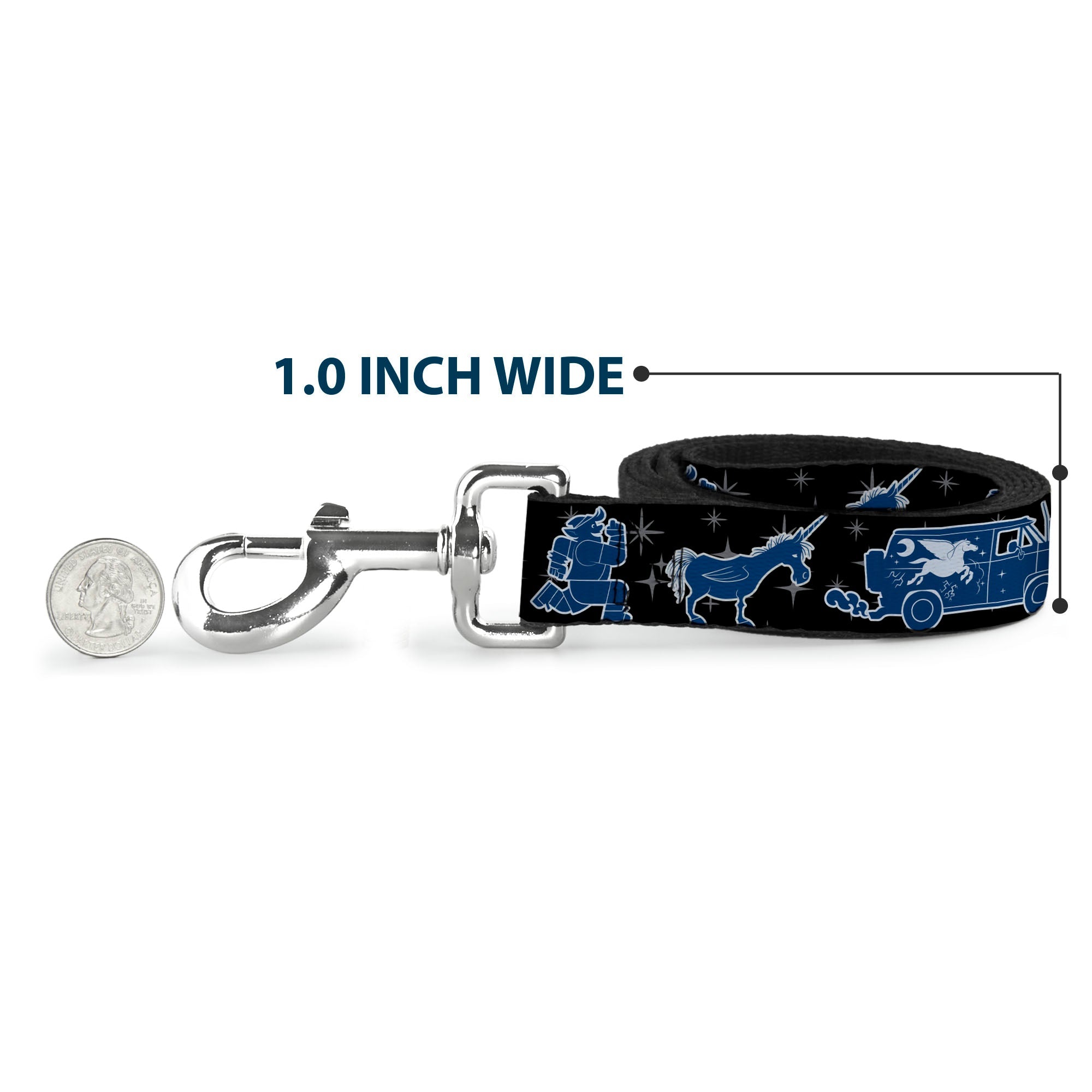 Dog Leash - Onward Barley/Unicorn/Guinevere Icons/Stars Black/Gray/Blues