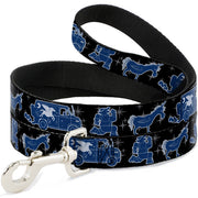 Dog Leash - Onward Barley/Unicorn/Guinevere Icons/Stars Black/Gray/Blues