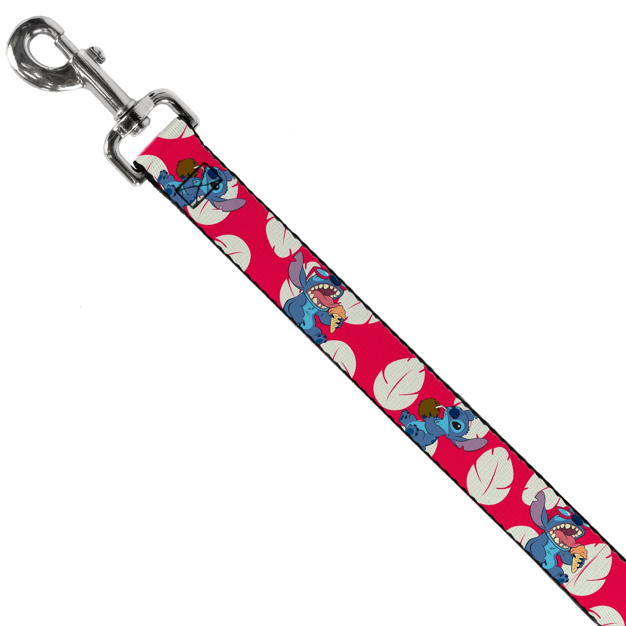 Dog Leash - Lilo & Stitch Stitch 2-Eating Poses/Lilo Dress Leaves Red/Ivory