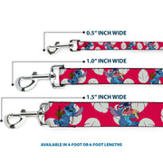 Dog Leash - Lilo & Stitch Stitch 2-Eating Poses/Lilo Dress Leaves Red/Ivory