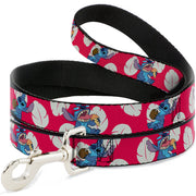 Dog Leash - Lilo & Stitch Stitch 2-Eating Poses/Lilo Dress Leaves Red/Ivory
