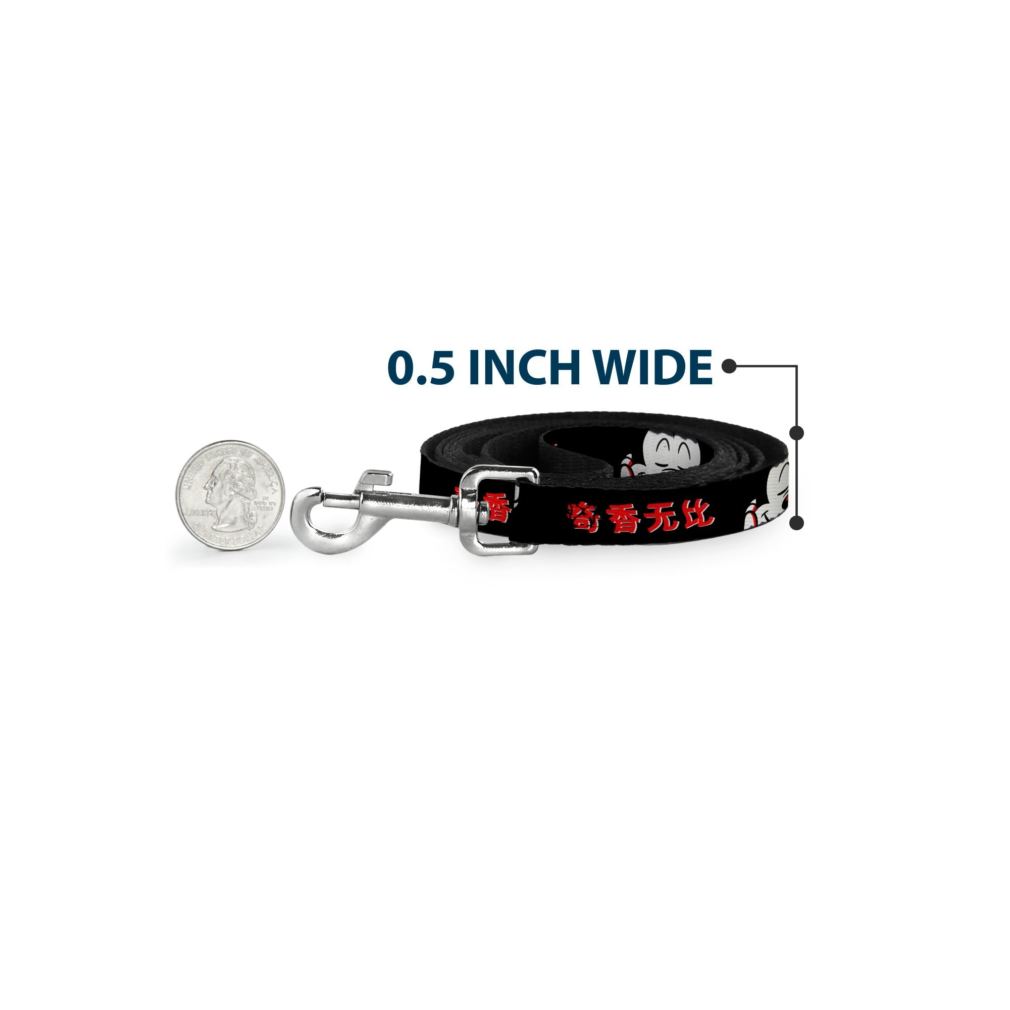 Dog Leash - Mickey Mouse Smelling Pose Black/White/Reds