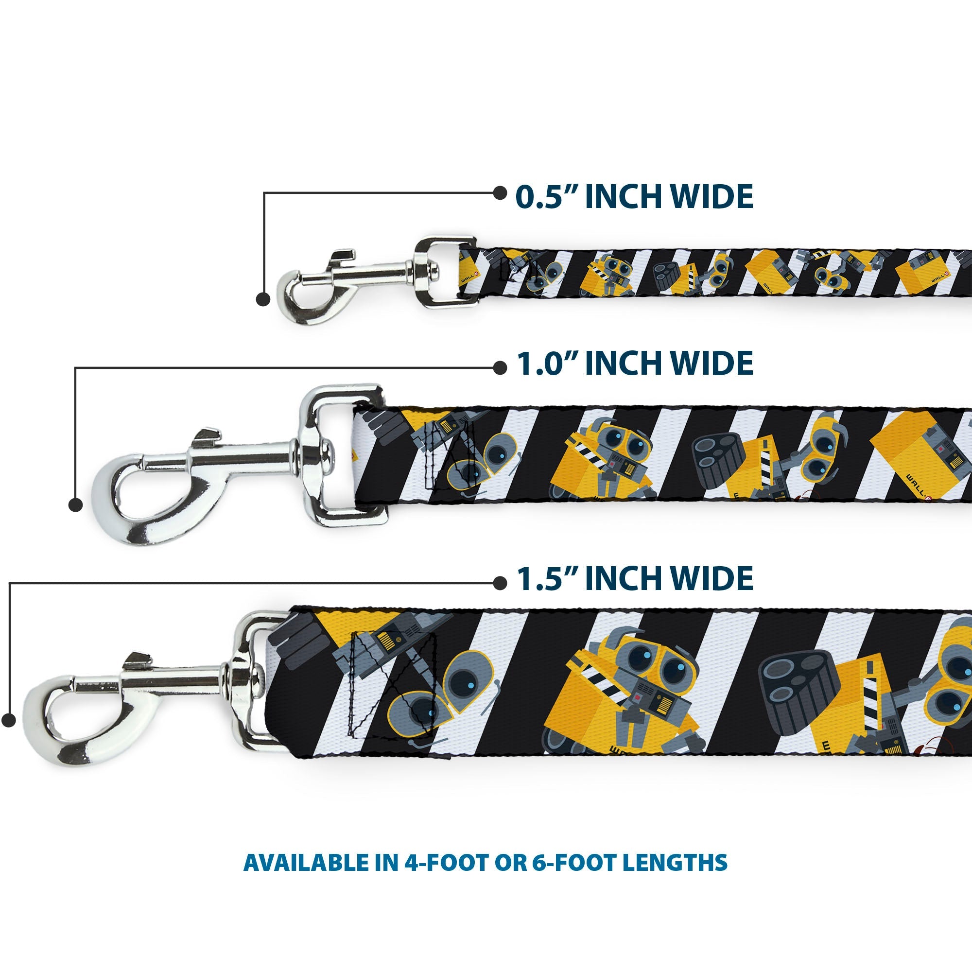 Dog Leash - Wall-E Poses/Stripe Black/White