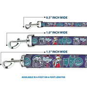 Dog Leash - Nightmare Before Christmas Lock Shock & Barrel Group Pose/Masks Purples