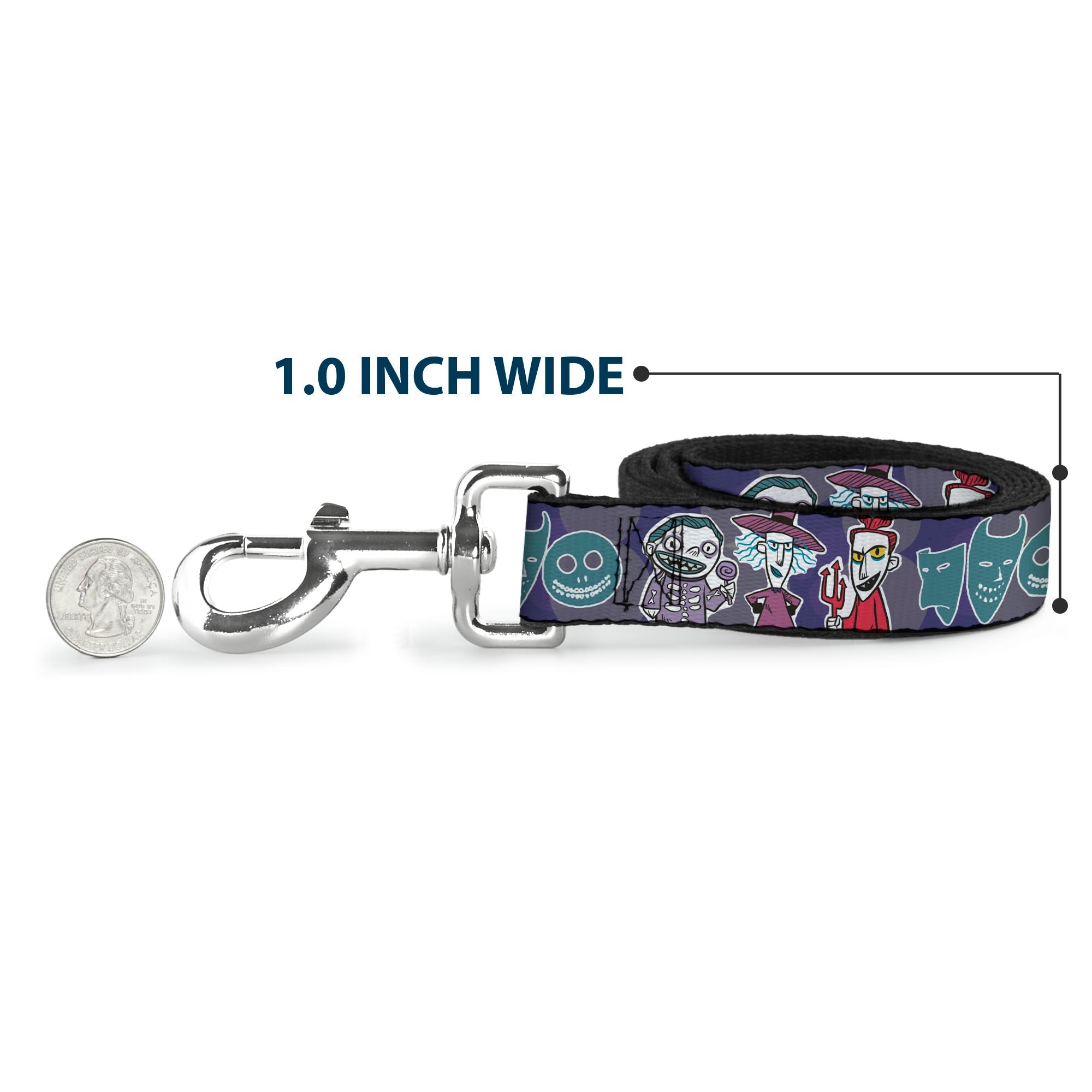 Dog Leash - Nightmare Before Christmas Lock Shock & Barrel Group Pose/Masks Purples