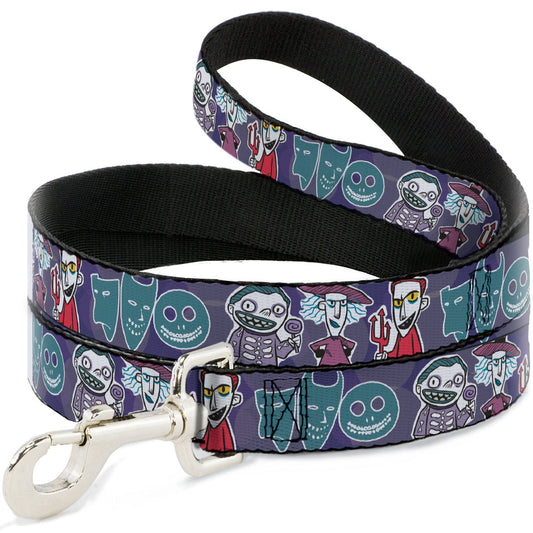 Dog Leash - Nightmare Before Christmas Lock Shock & Barrel Group Pose/Masks Purples