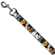 Dog Leash - Disney Dogs 6-Dog Group Collage/Paws Gray/Black