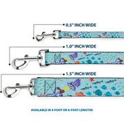 Dog Leash - Luca Isola del Mar Alberto Sea Monster School of Fish Collage